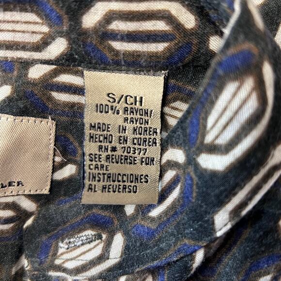Vintage 90s Zeidler & Zeidler Geometric Pattern Rayon Dress Shirt S - Picture 7 of 10
